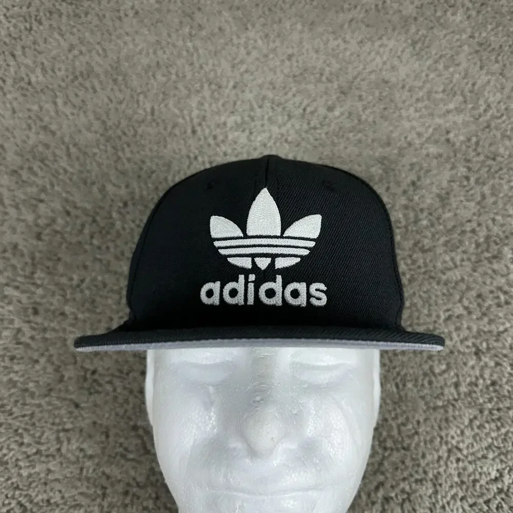 Adidas Originals Hat Boys One Size Black White Trefoil Snapback Cap Kids